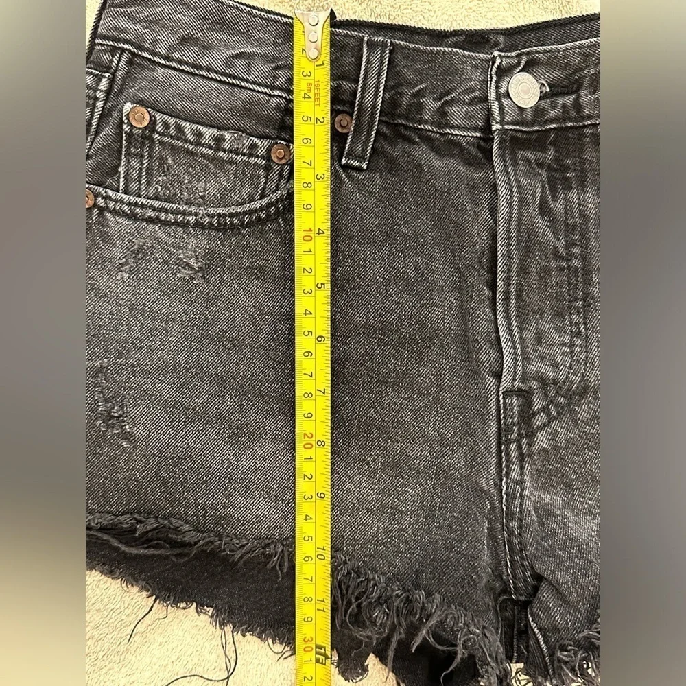 Levi’s 501 Cutoff Jean Shorts High Rise Denim Black Size 27 Festival Summer Chic